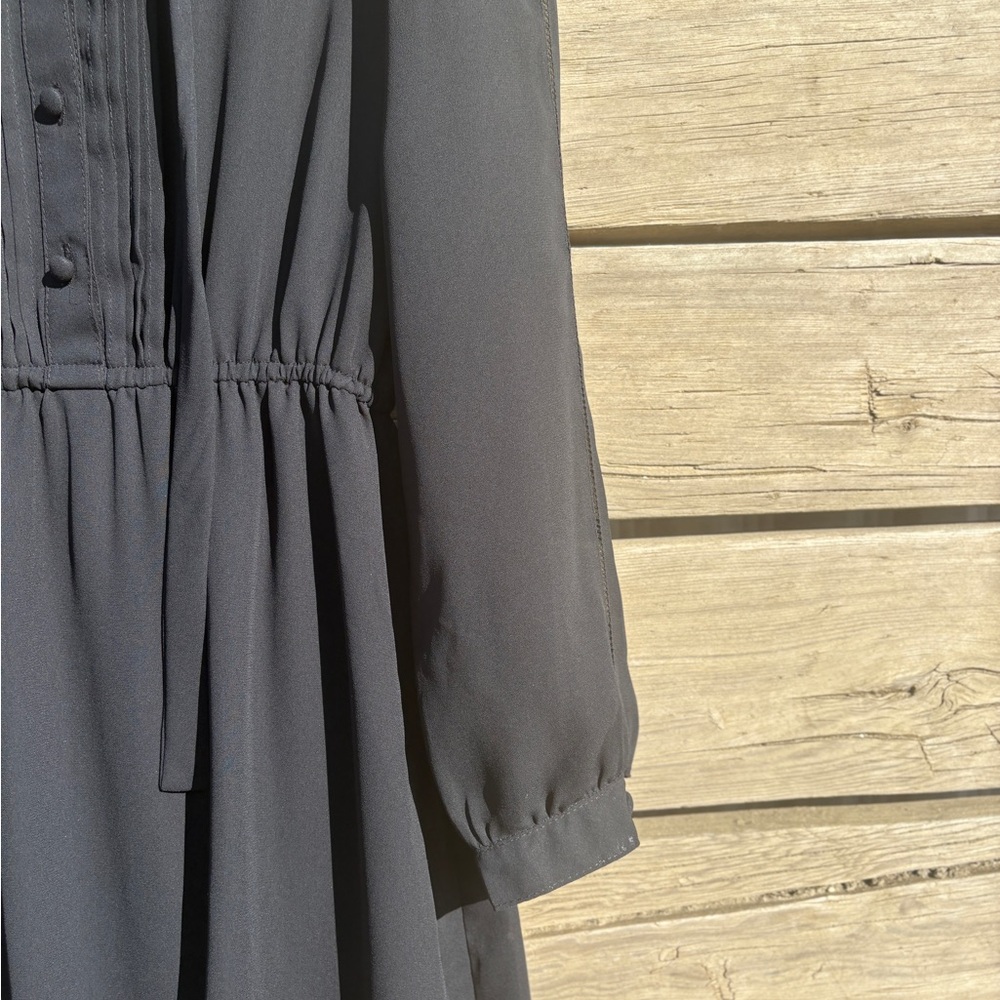 Vintage EM ELLE Black Pleated Midi Dress Sz Sm-M - Picture 9 of 14